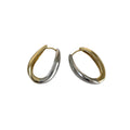 Two Tone Sculpted Huggie Hoop Earrings with Polished Metal Tone Details view 5