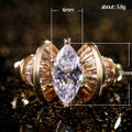 Marquise Solitaire Baguette Fan Ring In Polished Gold Tone view 5
