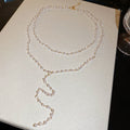 Layered Beaded Necklace with Long Curved Drop in Four Colorways view 7