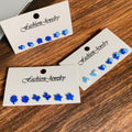 Blue Motif Mini Stud Earring Three Pair Sets in Three Designs view 1