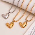 Stainless Steel Puffy Heart Ball Chain Necklaces Gold Steel view 1