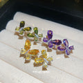 Silver Tone Dual Butterfly Crystal Open Ring 2 Colors view 1