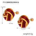 Gold Burgundy Oil Drip Hoop Earrings And Knot Studs view 7