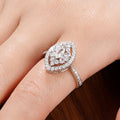 Silver Marquise Floral Halo Clear CZ Ring Sizes 6-10 view 3