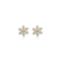 Gold and Silver Clear Snowflake Floral Stud Earrings view 5