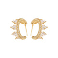 Crystal Crescent Hoop Earrings in Gold and Silver Tones view 5