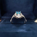 Silver Tone Teal Crystal Marquise Statement Ring Polished Statement Fashion Jewelry view 3