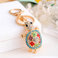 Multicolor Rhinestone Turtle Keychain Gold Tone Bag Charm view 4