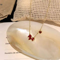 Gold Tone Red Horse And Heart Charm Necklace Decorative Jewelry view 2