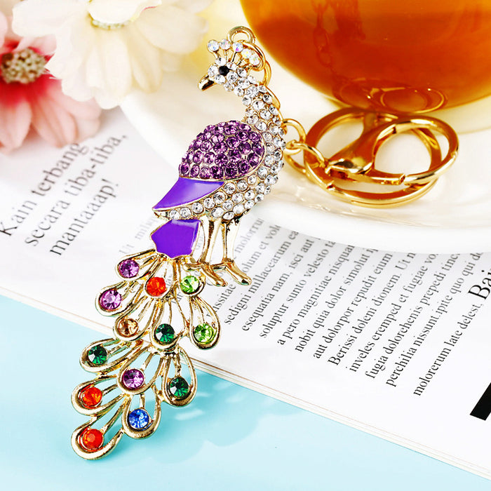 Multicolor Crystal Peacock Keychains in Five Colors plus Assorted Option
