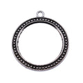 Beaded Round Open Pendant Frame in Antique Bronze and Antique Silver Metal Finish view 1