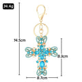 Rhinestone Filigree Cross Keychain Gold Tone Crystal Charm view 3