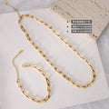 Open Link Chain Bracelet Gold Steel Tone Metal Alloy view 2
