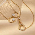 Gold Infinity Heart Zircon Necklace And Bracelet Set view 3