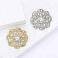 Round Crystal Flower Brooch with Pearl Center for Jackets, Coats, and Scarves view 1