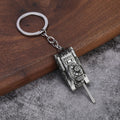 Solid Metal Tank Model Keychain, Three Antique Color Finishes view 4