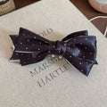 Satin Polka Dot Bow Twist Hair Clips White Pink Black view 3