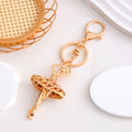 Gold Ballerina Keychain Red Enamel Rhinestone Skirt view 4