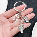 Antique Silver Cactus Boot and Horse Metal Keychain Set view 1