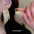 Fine Chain Fringe Earrings in Gold and Silver Tone view 4