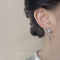 Silver Molten Drip Square Crystal Stud Earrings Pair view 2