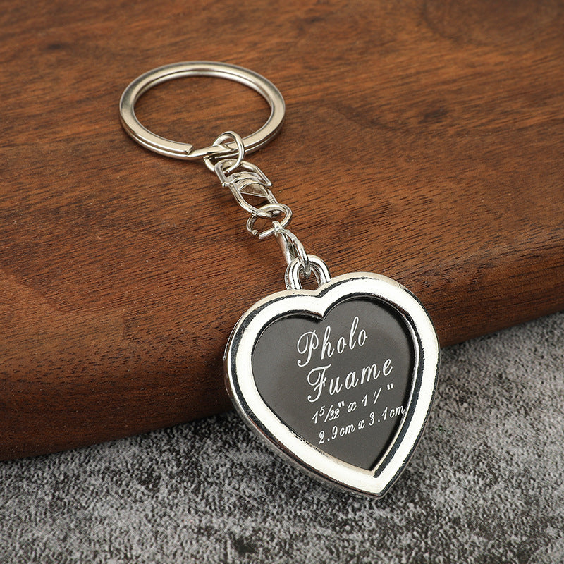 Heart Photo Frame Keychain Square Couple Souvenir Gift