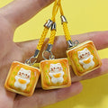 Resin Cat Toast Square Phone Charm Yellow Cord Strap view 4
