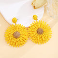 Seven Color Woven Daisy Statement Dangle Stud Earrings view 4