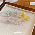 Round Enamel Flower Hoop Earrings In Three Bright Colors view 4
