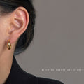Silver-Tone Hammered Texture Small Huggie Hoop Earrings view 3