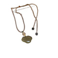 Green Cloud Pendant Necklace on Layered Brown Cords view 5