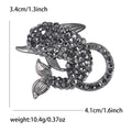Rhinestone Dolphin Brooch Black Gold or Silver Tone view 6