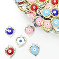 Crystal Rim Heart Evil Eye Charms in Five Colors and Two Metal Tones view 1