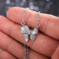 Pave CZ Bow Pendant Necklace Rose Gold Silver Gold Tones view 2
