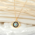 Gold Evil Eye Pendant Necklaces Round and Almond Two Styles view 4
