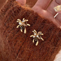 Gold Tone Brown Stone Stud Earrings in Thirty Assorted Designs view 3