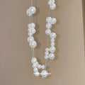 Long Irregular Pearl Style Beaded Necklace with Metal Settings view 4