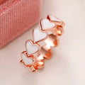 Rose Gold White Enamel Heart Band Ring Heart Hoops Mix view 6