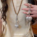 Cord Necklace with Clear Heart and Metal Charms Fashion Jewelry view 1
