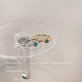 Silver Twisted Band Ring Green Oval Zircon Center Stone view 3
