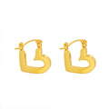 Open Heart Geometric Huggie Hoop Earrings Gold Steel view 5