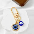 Blue Evil Eye Charm Keychain with D-Ring Swivel Clasp view 2