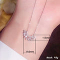 Silver Fan Baguette CZ Pendant Necklace Fine Link Chain view 5