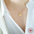 Good Luck Round Disc Pendant Necklace Gold Steel Rose Tone view 3