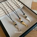 Corded Matte and Polished Fish Pendant Necklaces Statement Jewelry view 4