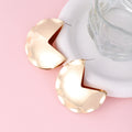 Polished Notched Round Gold and Silver Statement Earrings view 1