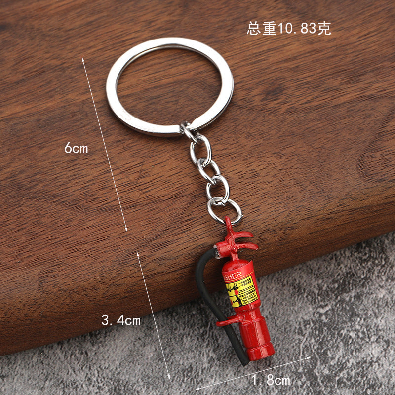Mini Fire Extinguisher Alloy Keychain Novelty Car Bag Charm