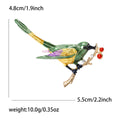 Long Tail Bird Brooch on Branch With Red Berries in Two Colors view 5