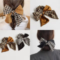 Houndstooth Bow Scrunchie Hair Ties Black Coffee 2 Colors view 2