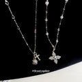 Silver Tone Floral Pendant Necklaces in Two Beaded Designs view 2